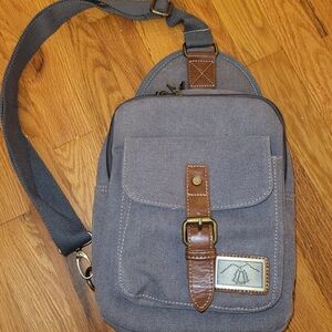 Gray Canvas Crossbody Sling Bag